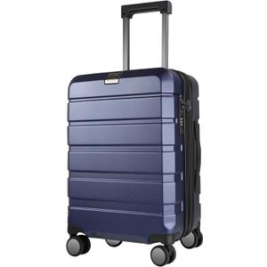 KROSER Hardside Expandable Carry On Luggage with Spinner Wheels & Built-in TSA Lock, Durable Suitcase Rolling Luggage with USB Port, Carry-On 20-Inch, Navy