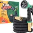 Flexi Hose Expandable Garden Hose with 8 Function Nozzle, 25FT - Lightweight Retractable Garden Hose, Water Hose - No-Kink Flexibility, 3/4 Inch Solid Brass Fittings and Double Latex Core (Black)
