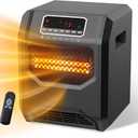 Space Heater Indoor Use, 1500W Electric Heaters Infrared Quartz Heaters with Thermostat, 1-12H Timer, LED Display, Child Lock, Portable Space Heater with 4 Heating Elements and Remote Control
