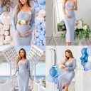 SUNNYBUY Baby Shower Maternity Tube Dress Short Cardigan Bodycon Ribbed Maxi Dress Casual 2 Piece Pregnancy Outfit Set M