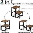 Step Stool for Adults,Holds up to 500Lb,3 in1 Heavy Duty Sturdy Two StepStools for Kichen/Bathroom/High beds, Wooden&Metal Frame, Non-Slip Pads