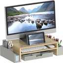 Simple Houseware Desk Monitor Stand Riser with Adjustable Organizer tray (Oak)