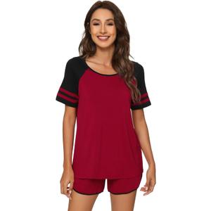 WiWi Pajamas Set for Women Cooling Short Sleeve Sleepwear Soft Knit Shorts Pjs Sets Viscose from Bamboo L