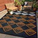 Lahome Outdoor Rugs 8x10 Waterproof, Reversible Plastic Large Outdoor Rug for Patios, Outside RV Mat Carpet for Patio Deck Porch Backyard Balcony Picnic Trailer (Black/Brown, 8' x 10')