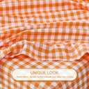 Gingham Queen Sheet Set, Lightweight Super Soft Brushed Microfiber Plaid Fall Bed Sheets with 16" Deep Pocket, 4 Piece Ruffle Farmhouse Bedroom Decor, Orange