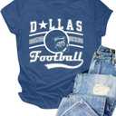 Vintage Football Shirt for Women Game Day Tshirt Sunday Funday Shirt Casual Football Season Short Sleeve Tops, XL