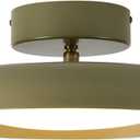 BISAMIYA Modern LED 12.6 inch Ceiling Light, Adjustable Semi Flush Mount Ceiling Light Fixture, Brass Accent, for Hallway, Kitchen, Entryway, 18W 3000K Warm White (Green)