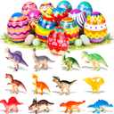 Tinabless Prefilled Easter Eggs with Dinosaur Toys, 12 Pack Easter Eggs for Kids, Easter Basket Stuffers, Egg Hunt Party Favors, Classroom Prizes for Boys and Girls
