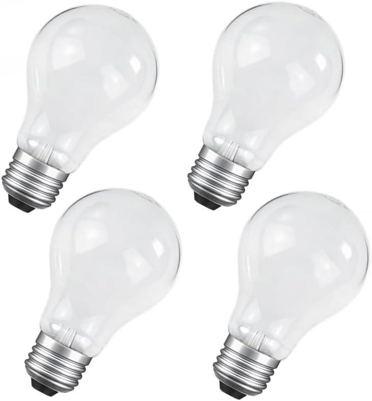 100 Watt Incandescent Light Bulbs, A19 100W Incandescent Bulb Shatter Resistant Rough Service Light Bulb (4 Pack)