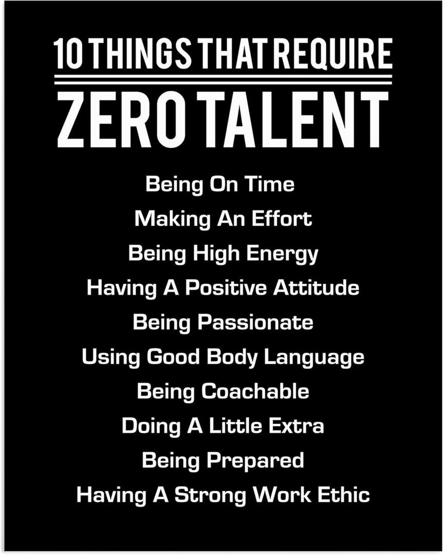 10 Things That Require Zero Talent  Motivational Wall Art for Office & Gym  Inspirational Leadership Quote Poster for Team Building  Masculine Wall Decor for Men, Classroom & Counselor Office (Unframed, 8 x 10 inches)