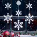 Christmas Window Decorations, 3 Pack Snowflake Christmas Window Lights with Suction Cup, Hanging LED Battery Operated Xmas Lights Indoor Xmas Tree Fireplace Home Party Decor
