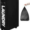 DOKEHOM 29-Inches Enlarged Slim Laundry Basket with Removable Wash Bag on Wheels, Collapsible Rolling Laundry Hamper, Foldable Narrow Corner Clothes Storage Bins (Black)