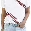 Baseball Shirt Women Baseball Love Graphic Tees Funny Baseball Mom T Shirt Game Day Short Sleeve Tops (White, XL)