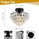 Close to Ceiling Light Fixtures Mini Crystal Flush Mount Ceiling Light Chandelier Modern Indoor with E26 Base Hallway Bedroom Bathroom Entryway Kitchen (Black) (3-layer)