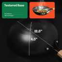 ANGORA BRANDS 12.5" Round Bottom Carbon Steel Wok with Lid - Authentic Stir Fry Pan for Gas Ranges - Professional Grade Chinese Wok for High Heat Cooking - Wood Handle - Nonstick Coating