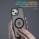 2 x for iPhone 15 Case Compatible with Magsafe, Translucent Matte Camera Kickstand iPhone 15 Case,Phone Case iPhone 15,Shockproof Heavy Duty Protective Cover Case for iPhone 15, C-Black
