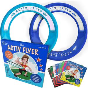Activ Life Kids Flying Rings (2 Pack) They Fly Straight & Dont Hurt, 80% Lighter Than Standard Rings - Replace Screen Time with Healthy Family Fun - Get Outside & Play (Blue/Cyan)