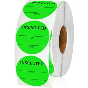 Gueevin 1000 Pcs Circle Inventory Labels QC Passed 2" Quality Control Inspected By Inventory Stickers Fluorescent Green Label Writable Handling for Shipping Control Organization