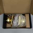 Gold Door Knobs,Interior Door Knob with Lock,Coastal Style Satin Brass Door knob for Privacy and Bedroom (1)