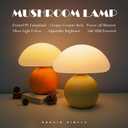 Cute Small Mushroom Lamp, PE Lampshade, Ceramic Base, Adjustable Light Color and Brightness with Power-Off Memory, Safe USB Powered, LED Mushroom Light for Bedroom Living Room (Orange)
