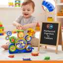 2025 STEM Gears Toys for Kids Ages for 1-3, Creative Learning Building Blocks, 13Pcs Educational Construction Toy Set, Electric & Manual Dual Mode, Versatile Gear Playset Gift for Boys & Girls