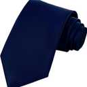 TIE G Solid Satin Woven dyed Color Formal Black Necktie and Pocket Square Sets in Gift Box (Dark Navy)