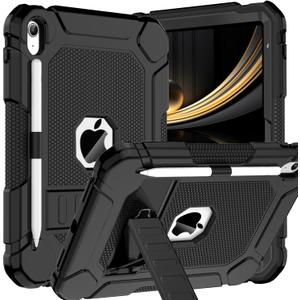BMOUO for iPad (A16) 11th Generation Case (11 Inch 2025), iPad 10th Generation 10.9" 2022 - with Kickstand & Pencil Holder, Heavy Duty Shockproof Protective iPad 11th 10th Generation Case, Black