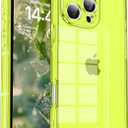 Tzomsze Case Compatible with iPhone 16 Pro Max Clear Case,Camera Protection,Reinforced Corners TPU Slim Shockproof Case Cover for Women Girls 6.9 inch-Transparent Neon (Green)