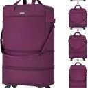Hanke Suitcases with Wheels Expandable Foldable Luggage Bag Suitcase Collapsible Rolling Travel Bag Duffel Bag for Men Women Lightweight Suitcases without Telescoping Handle, Purple (Purple Upgrade Version)