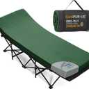 CYMULA Camping Cot Mattress 2in Memory Foam Sleeping Pad,Soft Warm Non-Slip Camping Mattress Topper with Retaining for Adults,Portable Roll up Pad for Travel(75 x30)only Mattress (Dark Green)
