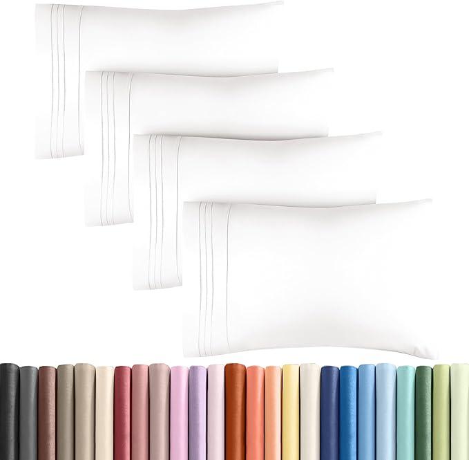 Queen Pillow Cases Set of 4 - Ultra Soft Hotel Quality Pillowcase Covers - Comfy, Cozy & Wrinkle Free - Shrinkage, Stain & Fade Resistant - Machine Washable Pillow Protectors - 4 Piece Set