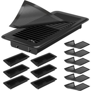 6 Packs Floor Vents 4x10 Inch with Strong Magnetic Air Vent Covers Mesh, Heavy Duty Metal Floor Register, Rust-Proof Heat Register Vents Covers for Home Office Wall Floor Registers Grilles & Vents