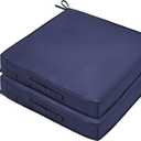Patio Chair Cushions Waterproof Outdoor Seat Cushions for Patio Furniture 3-Year Color Fastness Garden Sofa Couch Adjustable Straps 2Pcs (Navy Blue, 19 x 19 x 3 in)