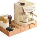 KIRIGEN Wood Coffee Station Organizer Coffee Bar Accessories Storage Tea Condiment Storage Holder with Drawers Natural (KFJTZ-NA)
