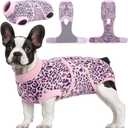Kuoser Dog Surgery Suit, Comfy Dog Recovery Suit Female Doggie Onesie for Surgery, Post-Op Onesie for Female & Male Dogs, Soft Protective Wear, PinkLeopard XL