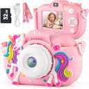 Kids Camera Digital Camera for Age 3-8, 1080P Toddler Camera for Kid with 32GB SD Card, Toddler Girls Toys Age 6-9, Christmas Birthday Gifts for Children, Pale Pink