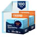 Chucks Pads Disposable [100-Pack] Adult Incontinence Underpads 23"x36" Large Super Absorbent Protective Bed Pads, Leak-Proof Pads – Pee Pads for Kids, Adults and Pets – Dog & Puppy Training Pads