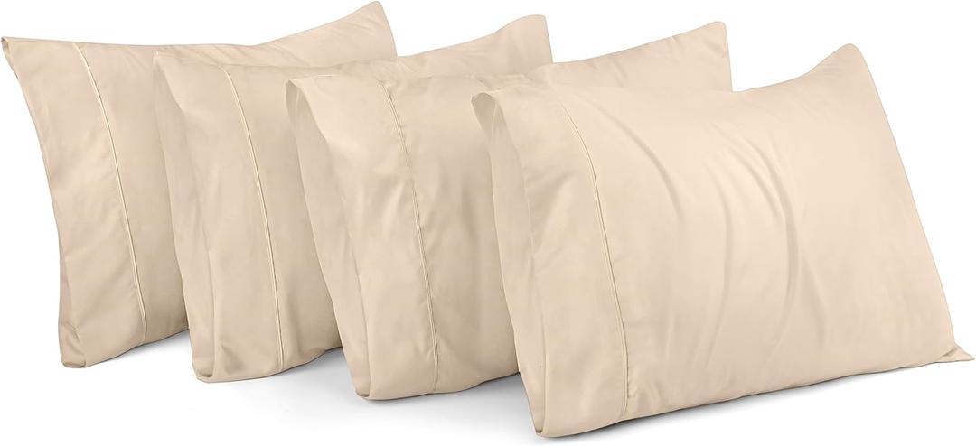 Utopia Bedding Queen Pillow Cases - Pack of 4 - Envelope Closure - Soft Brushed Microfiber Fabric - Shrinkage and Fade Resistant Pillow Covers Queen Size 20 X 30 Inches (Queen, Beige)