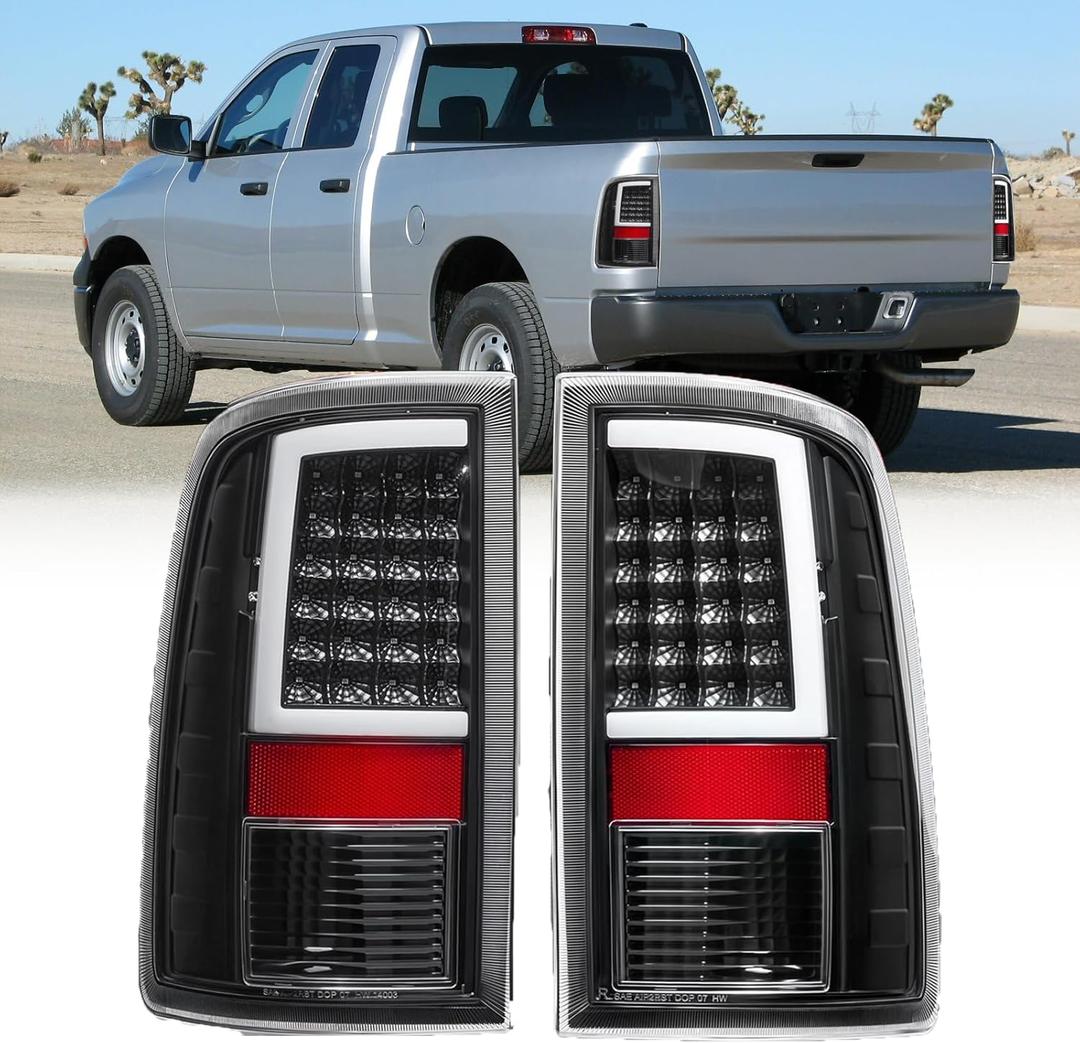 Fits 2009-2018 Dodge Ram 1500 2500 3500 Black LED Tail Lights Brake Lamps NON-LED Model Rear Brake Lamp Pair