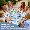Yomisex Blue and Teal Floral Mahjong Mat 31.5 x 31.5 Inch, Mediterranean Mandala Flower Non-Slip Noise Reduction Mahjong Table Mat for American Mah Jong Poker Card Board Games Dominoes