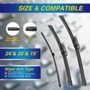 5 PLUS Silicone Windshield Wipers Replacement for 2018-2024 Audi Q5 Wiper Blades(Set of 3),Automotive Replacement Windshield Wiper Blades For My Car-24"/20"/15"
