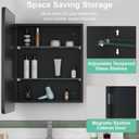 20x28 Inch Medicine Cabinet with Mirror, Recessed or Surface Mount Bathroom Medicine Cabinet with LED Lights, Anti-Fog, Memory Function, Adjustable Shelf, Dimmable Light, ETL Listed, Black,Left Hinge