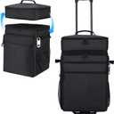 Rolling Cooler with Wheels, 80-Can Leakproof Portable Soft Cooler | Collapsible Insulated Rolling Cooler Bag on Wheels and Handle for Beach Picnic Camping Grocery Shopping, 50 liters