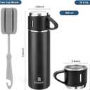 Stainless Steel Thermo 500ml/16.9oz Vacuum Insulated Bottle with Cup for Coffee Hot drink and Cold drink water flask.(Black,Single)