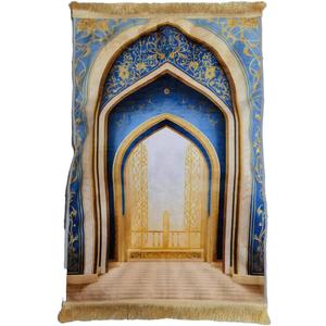 Thick Prayer Mat 3.15 in Extra Soft Kneeling Cushion for Worship & Meditation, Non-Slip Velvet Mat for Home Mosque Church Use, Comfortable Foldable Prayer Rug for Adults (Sky Blue)