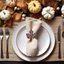 Roshtia 6 Pcs Fall Napkin Rings Wooden Thanksgiving Pumpkin Napkin Rings Handmade Brown Walnut Dinner Paper Holders for Thanksgiving Fall Halloween Party Banquet Dinner Table Decoration(Maple Leaf)