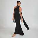 ABYOVRT Women Sexy Backless Dress Bodycon Sleeveless Open Back Maxi Dress Formal Cocktail Wedding Guest (Black, Small)