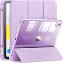INFILAND Compatible with iPad (A16) 11th Generation 11 Inch 2025 Case, iPad 10th Generation Case 10.9 Inch 2022, Clear Slim Protective Cover with Pencil Holder & Charging Adapter Slot (Light Purple)