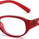 LJCZKA Oval Blue Light Blocking Glasses for Women Retro Small Oval Frame Glasses Y2K Clear Lens Computer Eyeglasses (Red)