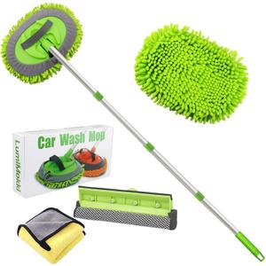 62 " Car Wash Mop Kit - Car Cleaning Mop with Long Handle Stainless Steel Pole for RVs, SUVs, Trucks and Buses (Green)